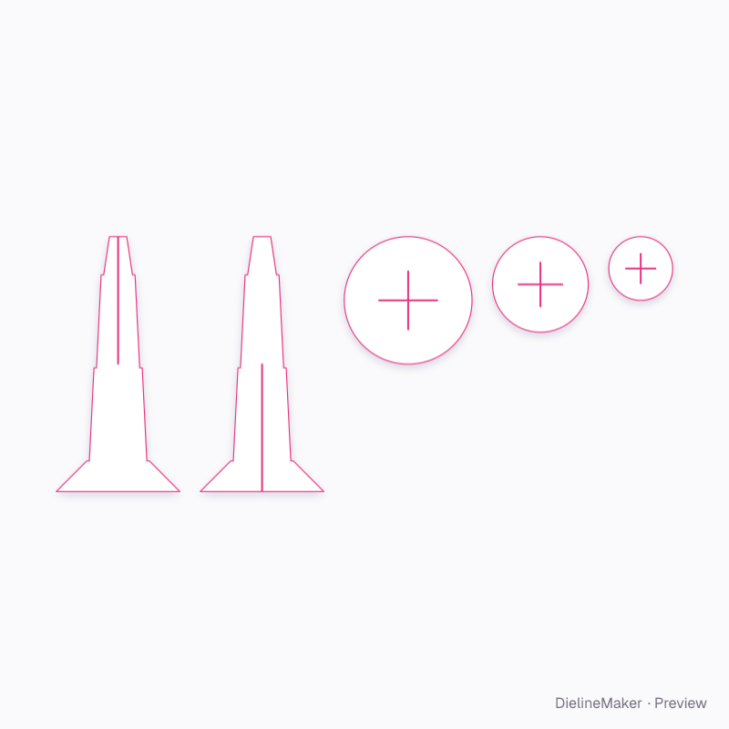 Three-shelf round display flat dieline
