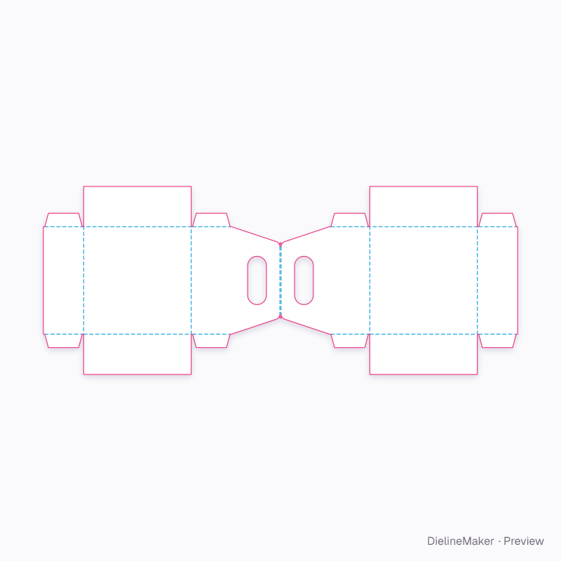 Twin tray with central handle flat dieline