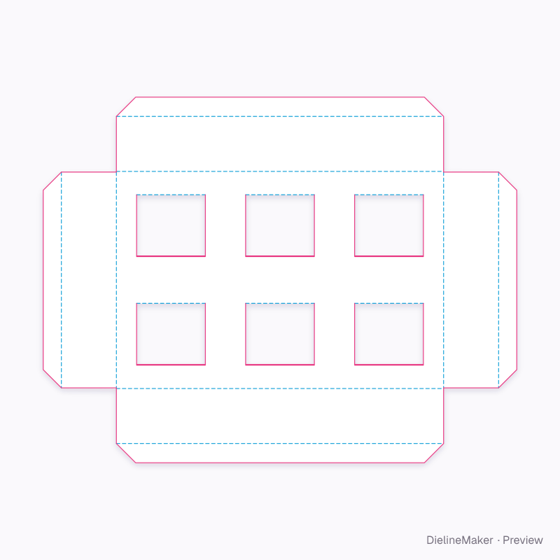 Retained-flap insert grid flat dieline