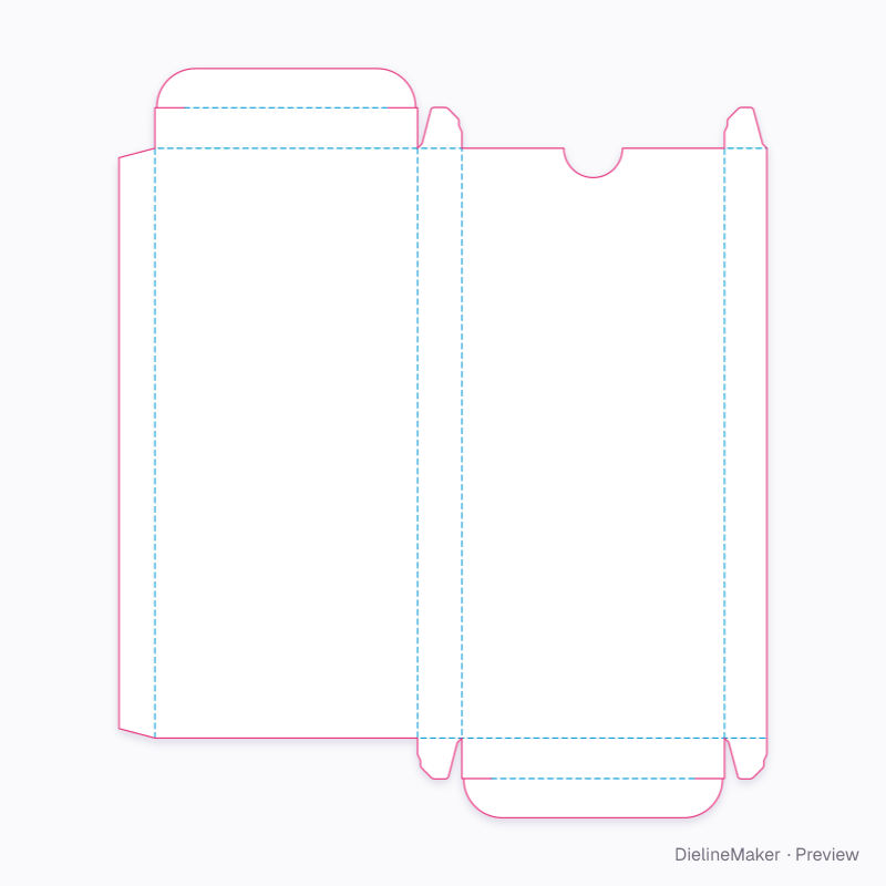 Chocolate bar carton 8 × 1.3 × 18 cm flat dieline