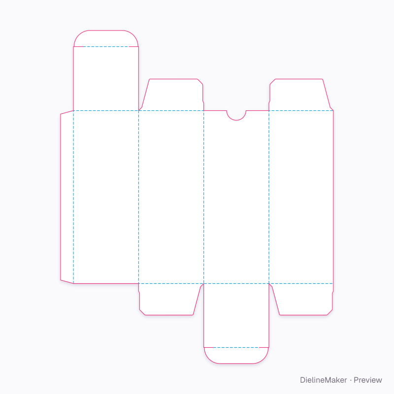 Lash serum carton 6 × 6 × 16 cm flat dieline