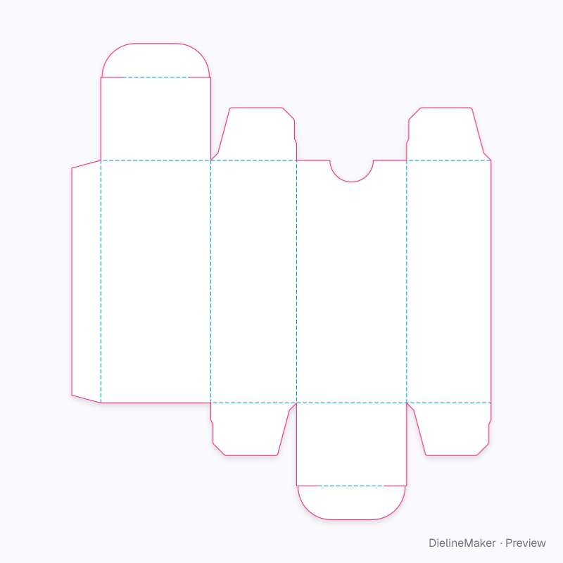 Perfume box 30 ml flat dieline