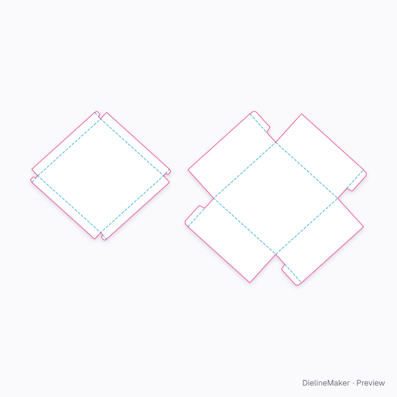 Shaped bath gift box — Rhombus tray & lid flat dieline