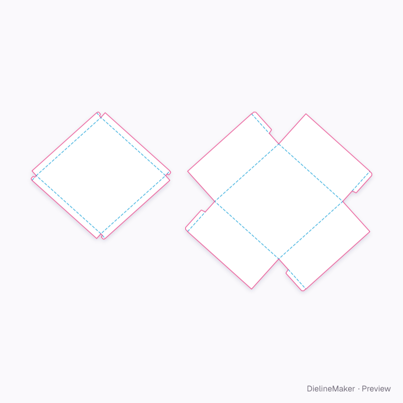 Shaped celebration box — Rhombus tray & lid flat dieline