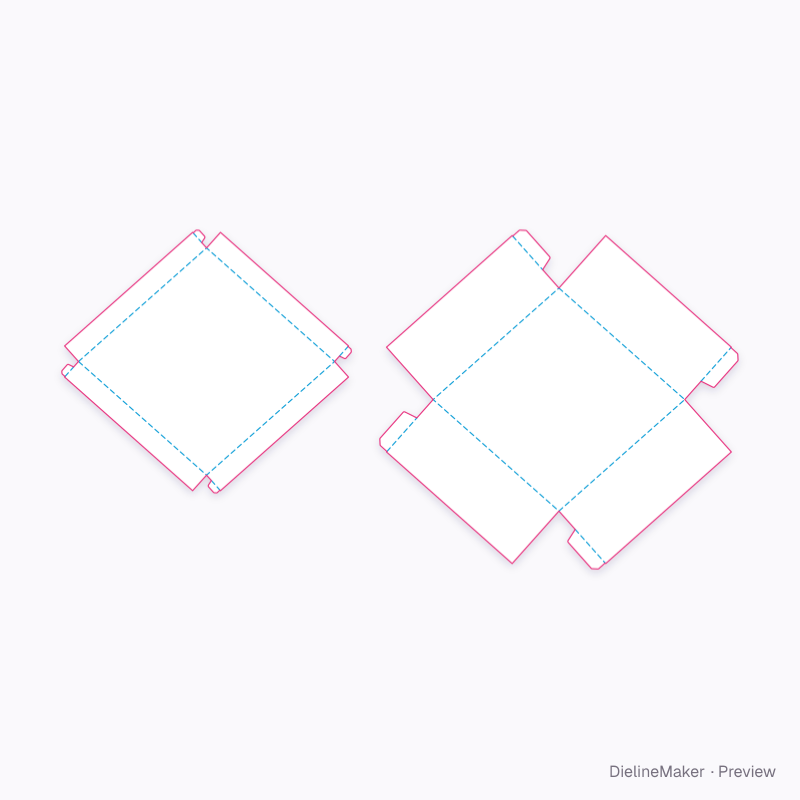 Shaped confectionery box — Rhombus tray & lid flat dieline