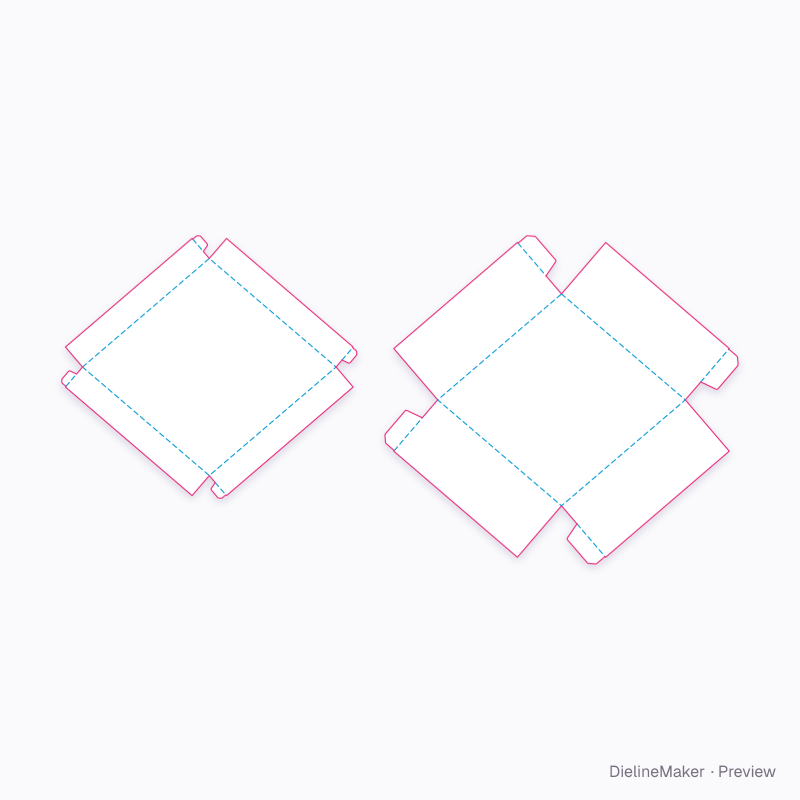 Shaped jewellery set box — Rhombus tray & lid flat dieline