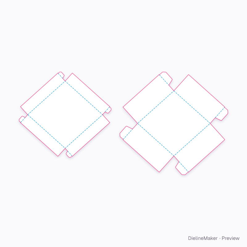 Small shaped favour box — Rhombus tray & lid flat dieline