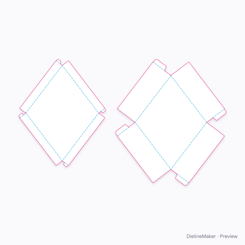 Rhombus gift tray flat dieline