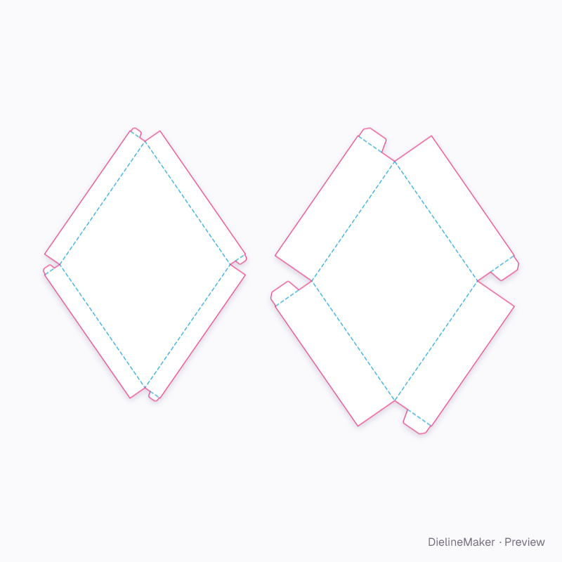 Rhombus jewellery box flat dieline