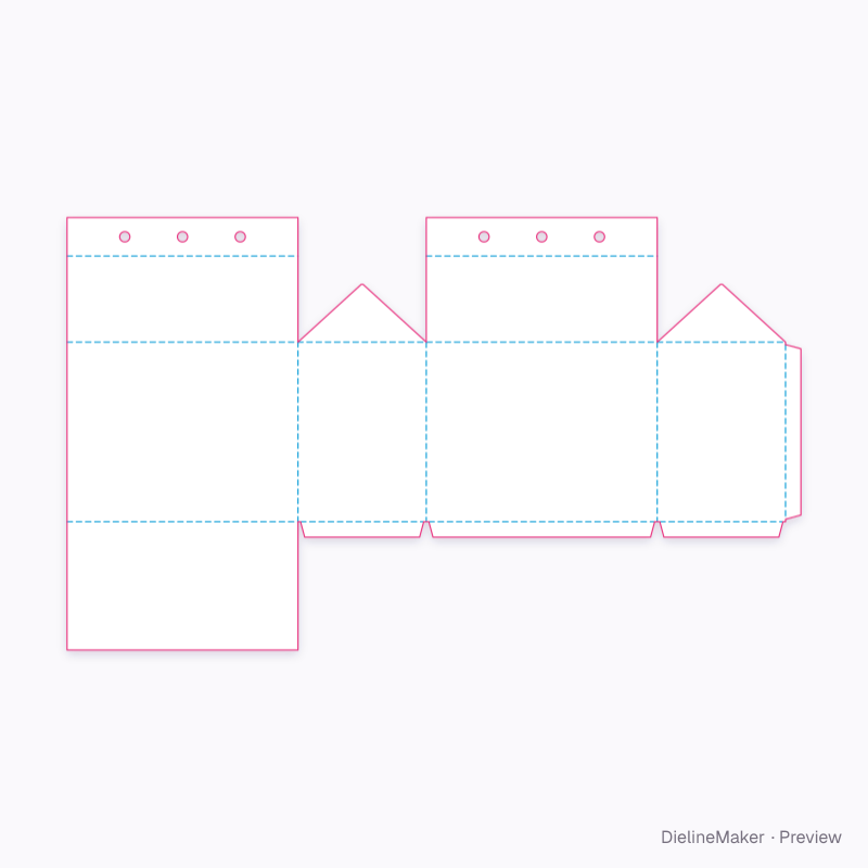 Carry carton with fastened ridge flat dieline