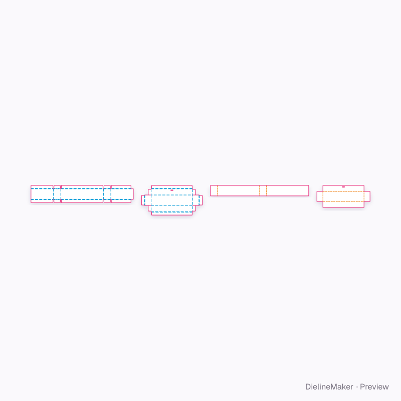 Long bracelet gift box — Rigid drawer box flat dieline