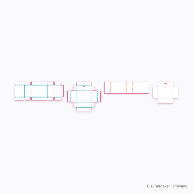75 × 55 earring gift box — Rigid drawer box flat dieline