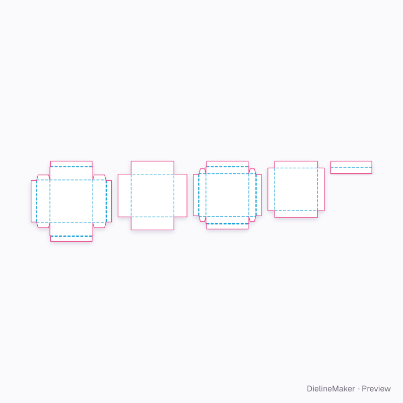Square jewellery case with two trays flat dieline
