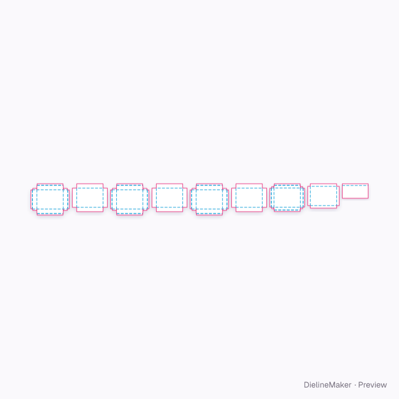 Multi-tier hinged presentation case flat dieline