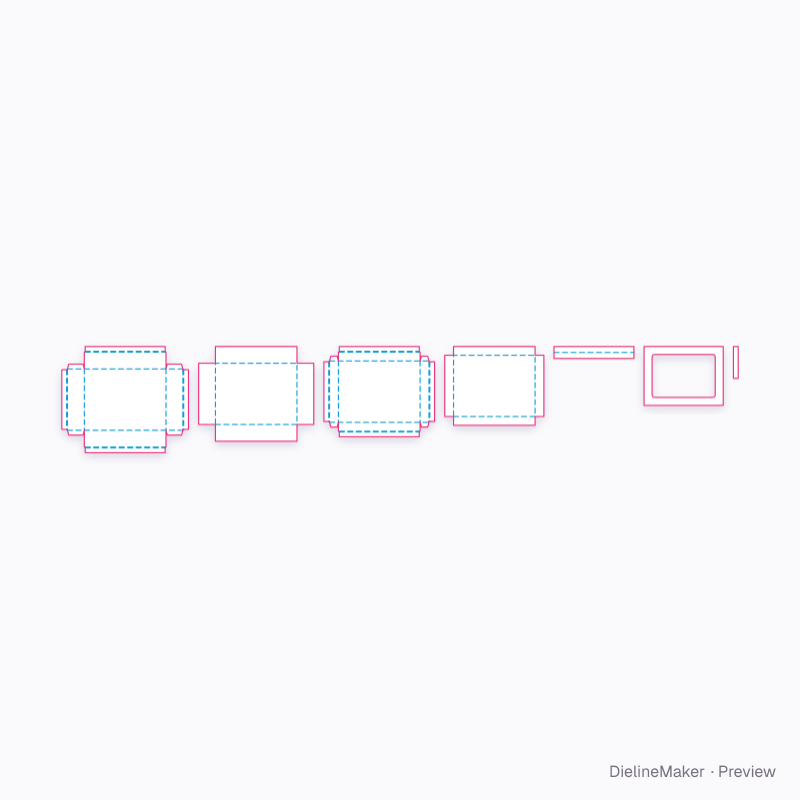 Hinged case with pop-up display frame flat dieline