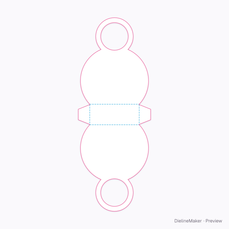 One-piece round carrier with ring handles flat dieline
