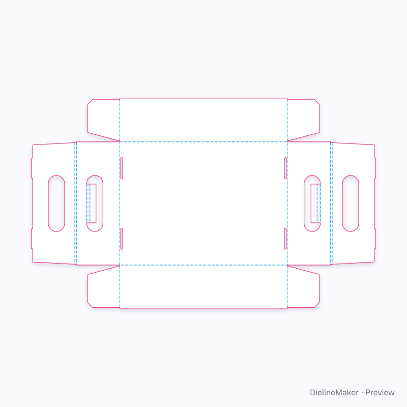 Medium hamper with folded grips flat dieline