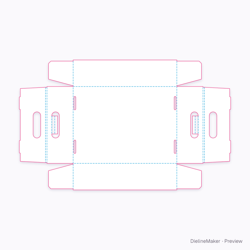 Extra large hamper with folded grips flat dieline
