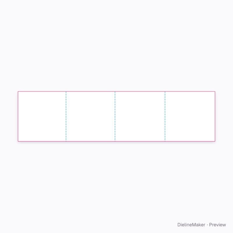 100 mm square four-panel rollfold brochure flat dieline