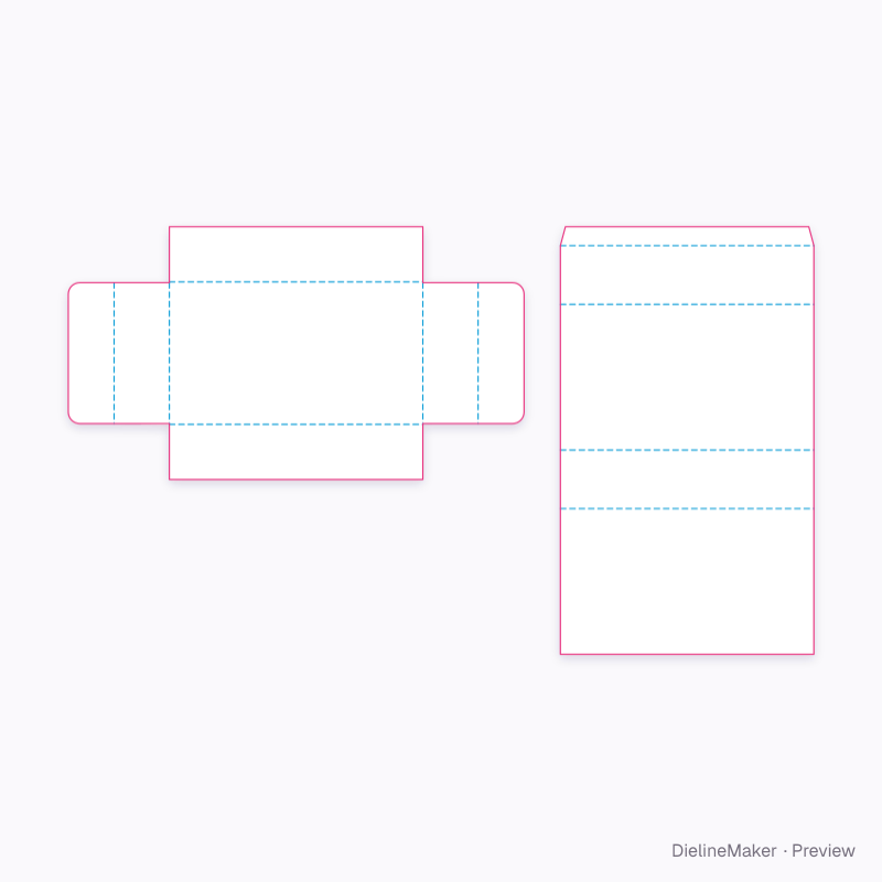 Slide carton (tray in tube) flat dieline