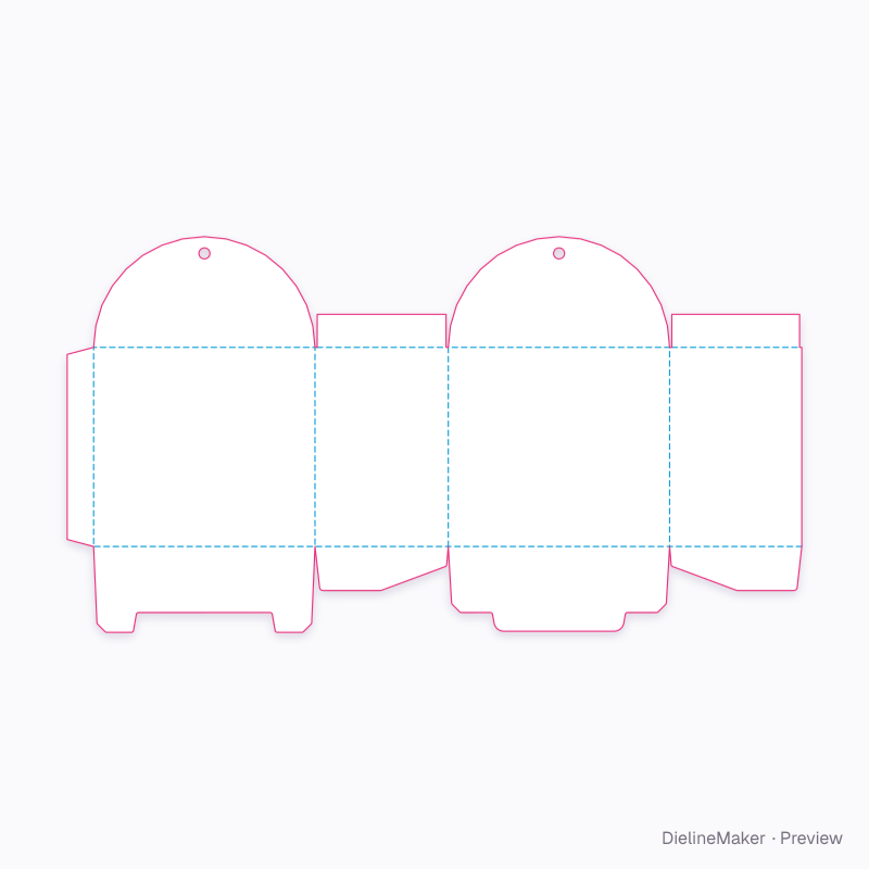 Carton with paired round top flaps flat dieline