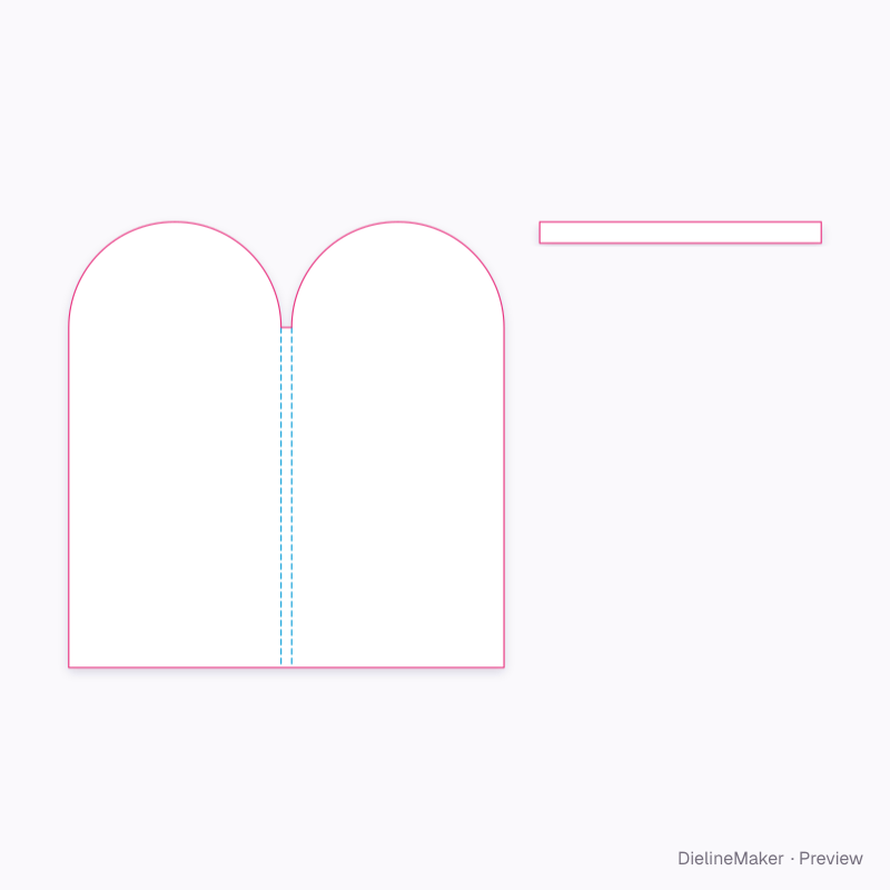 Round-headed double panel display flat dieline