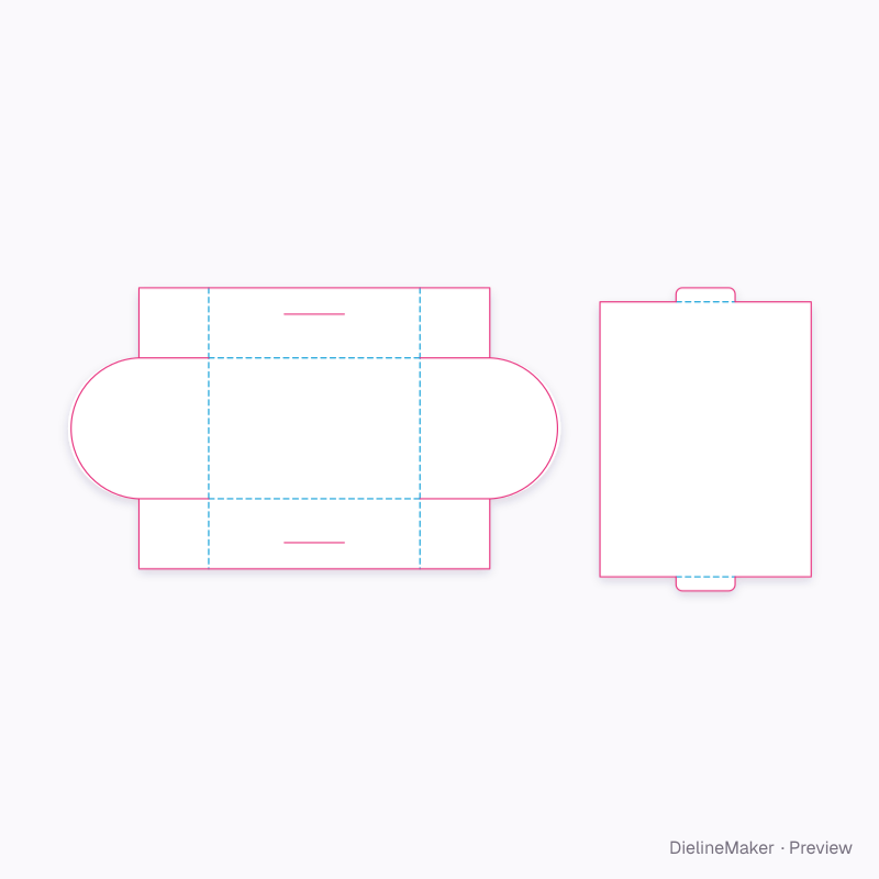 Curved-top box (two piece) flat dieline
