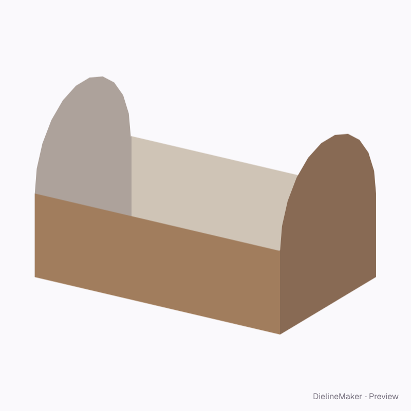 Rounded-end tray