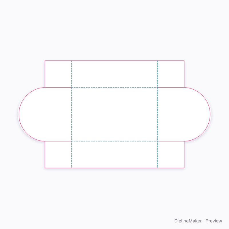 Rounded-end tray flat dieline