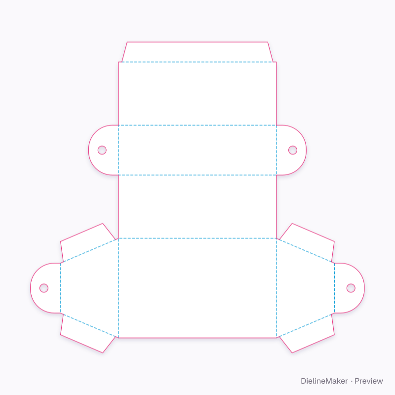 Trapezoid business card box flat dieline