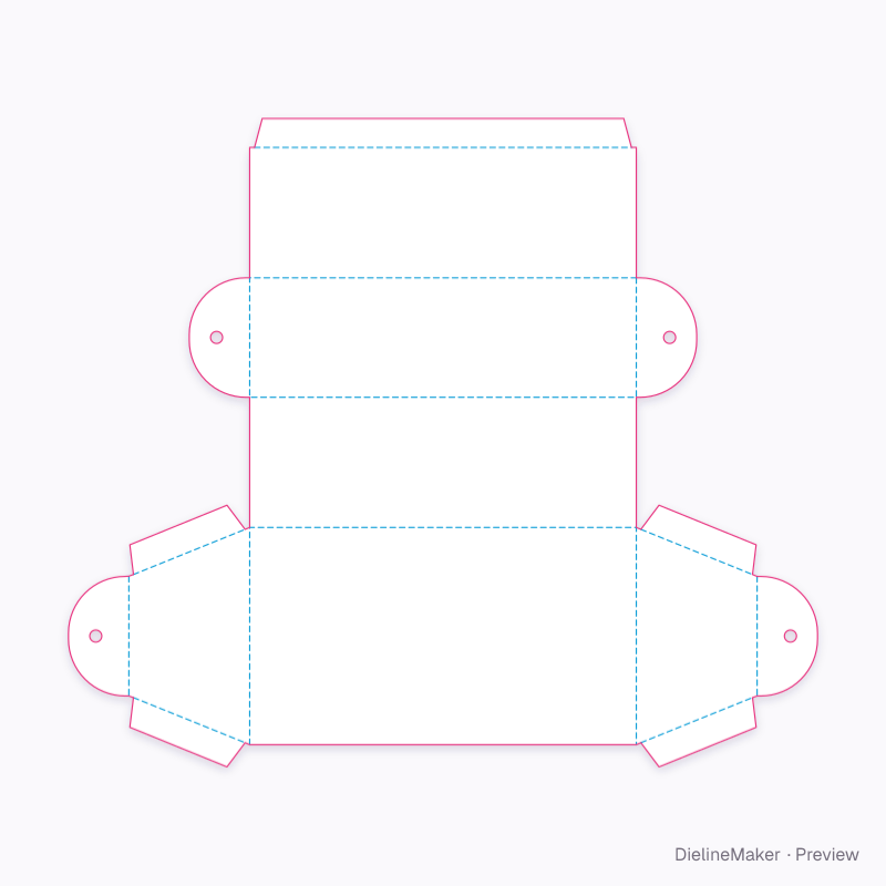 Trapezoid ribbon gift box flat dieline