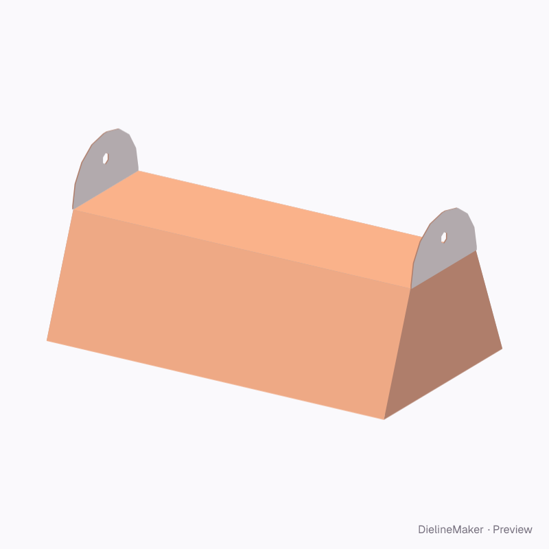 Trapezoid tie box with rounded end caps
