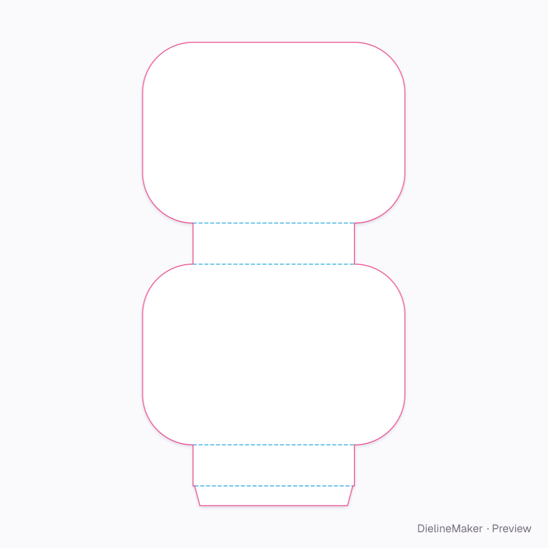 Rounded-rectangle profile carton flat dieline