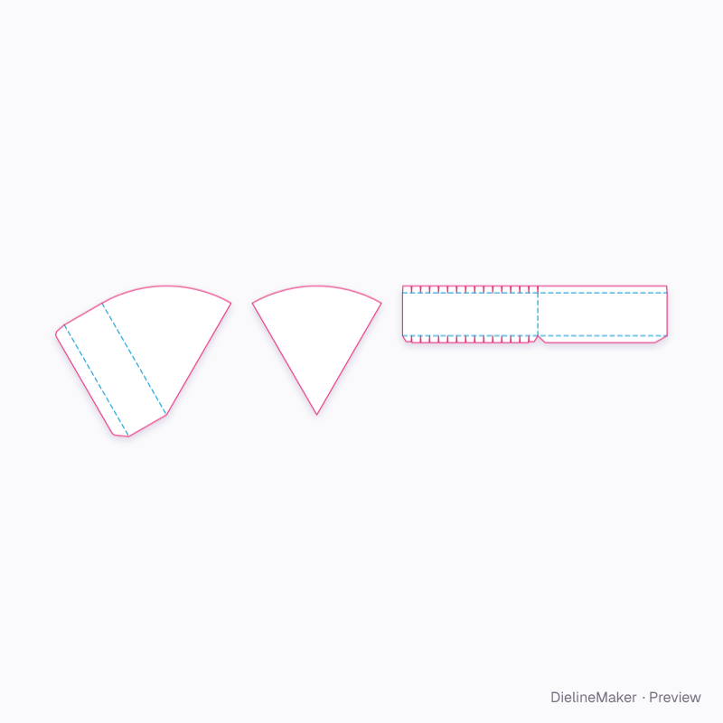 Fan-shaped gift box 60° flat dieline