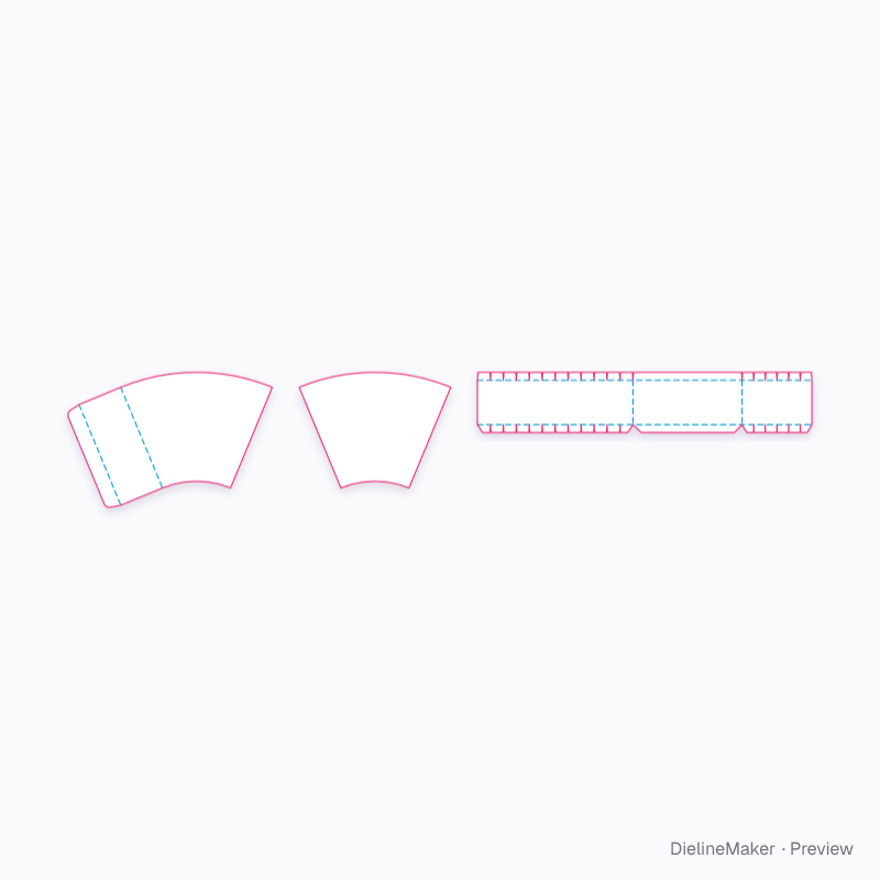 Fan segment box with inner arc flat dieline