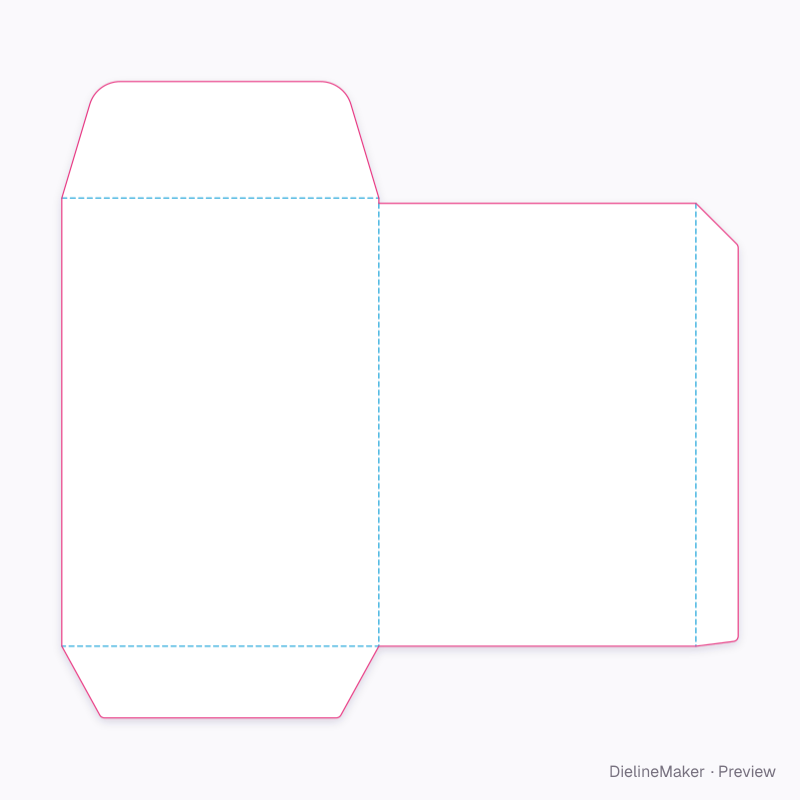60 × 85 mm favour packet flat dieline