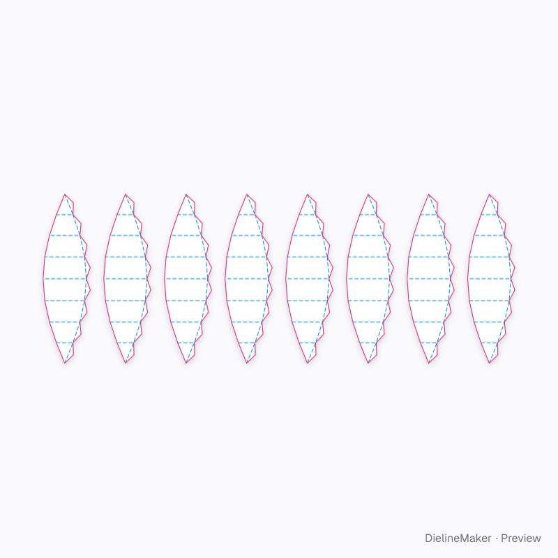 Eight-gore faceted ball flat dieline