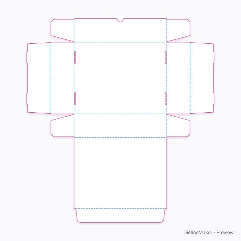 Bakery selection outer mailer — Self-locking box with lid flat dieline