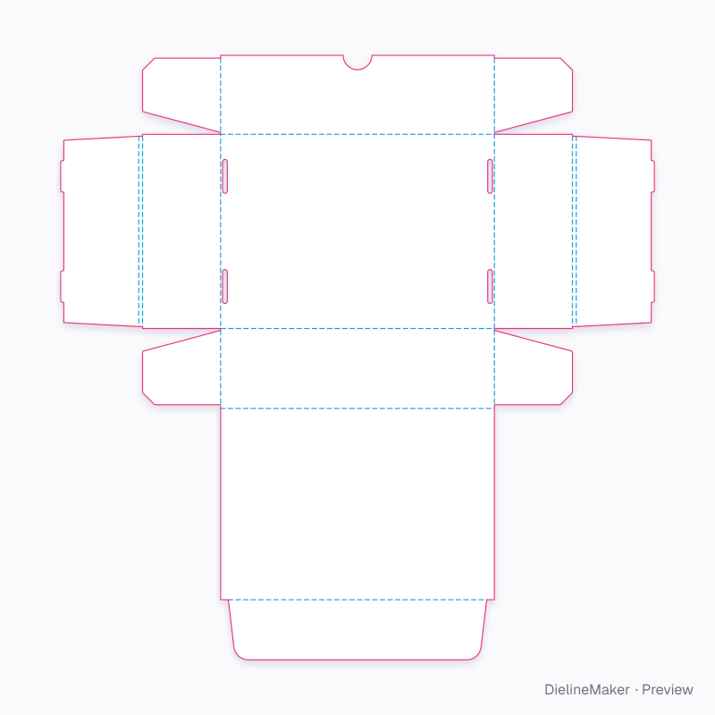 Skincare discovery mailer — Self-locking box with lid flat dieline