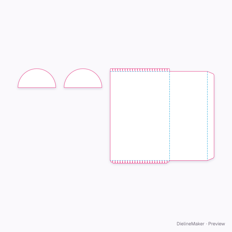 Semicircular display bakery carton flat dieline