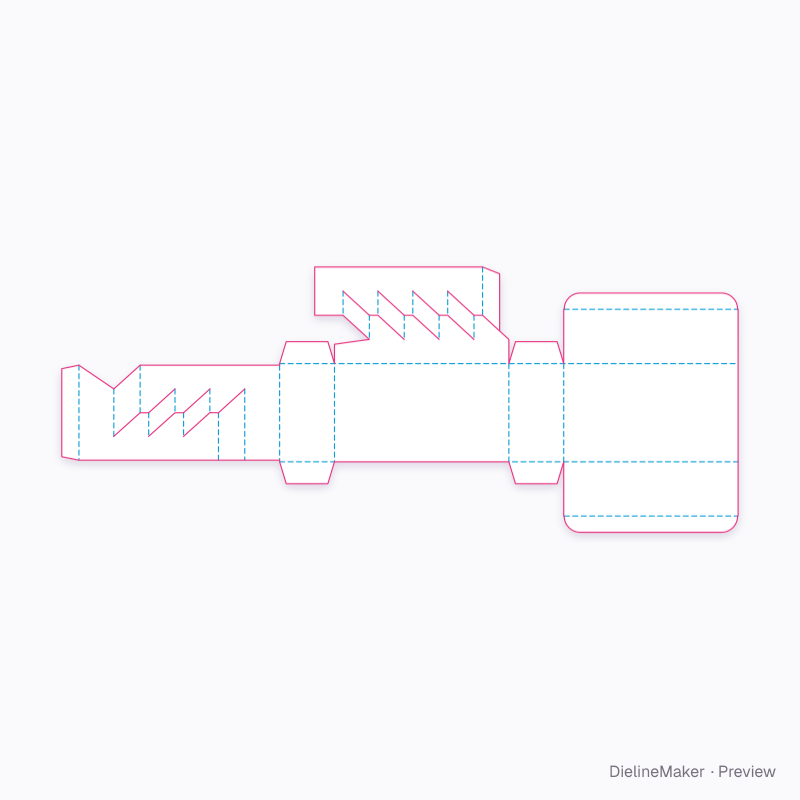 Carton with two rows of retained partitions flat dieline