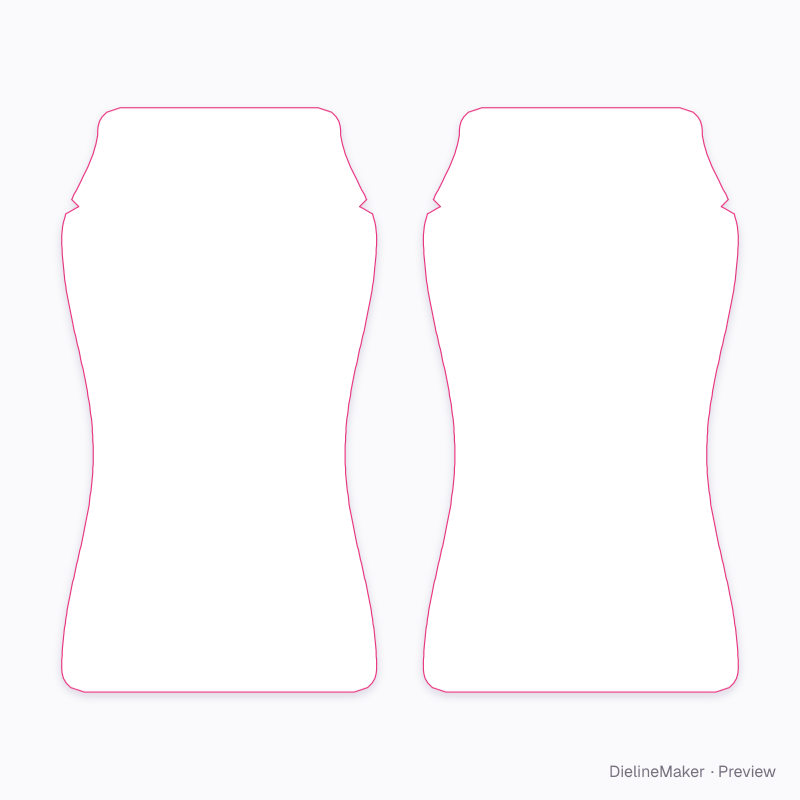 Contoured flexible sachet flat dieline