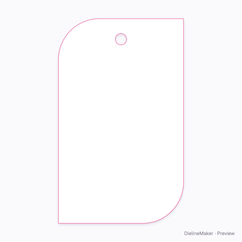 Diagonal rounded corner tag flat dieline