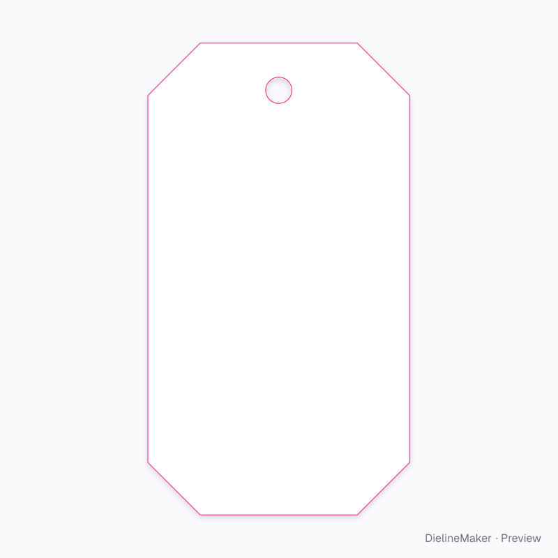 Four clipped corner tag flat dieline