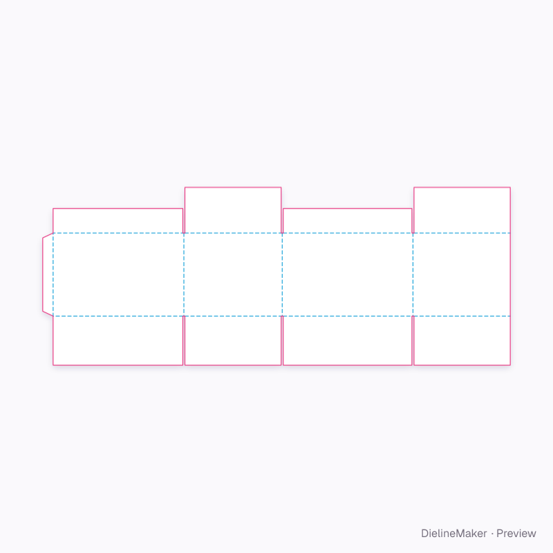 Slotted case with framed top flat dieline