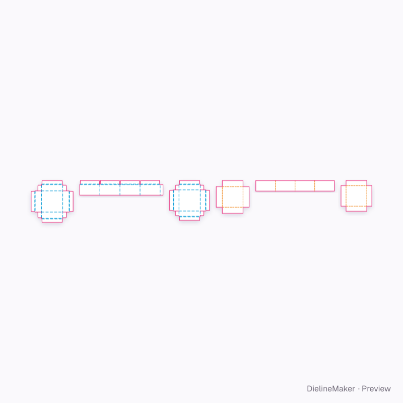 Jewellery shoulder box flat dieline