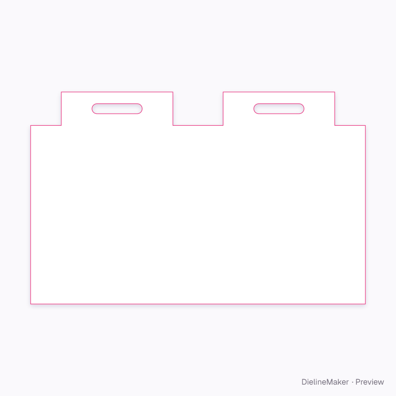 Paired raised-header film bag flat dieline