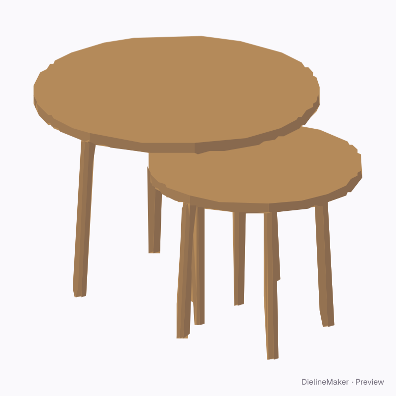 Round nesting tables pair
