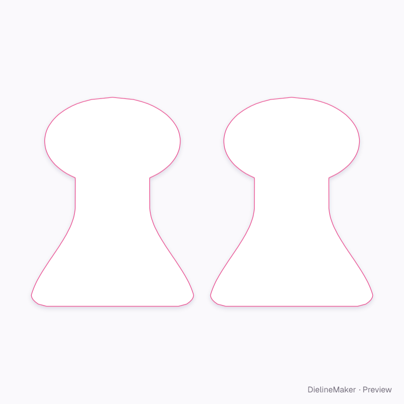Oval-head cosmetic sachet 15 × 19 cm flat dieline