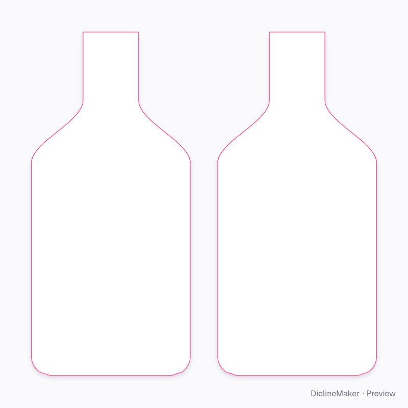 Bottle-shaped shampoo sachet 6 × 13 cm flat dieline